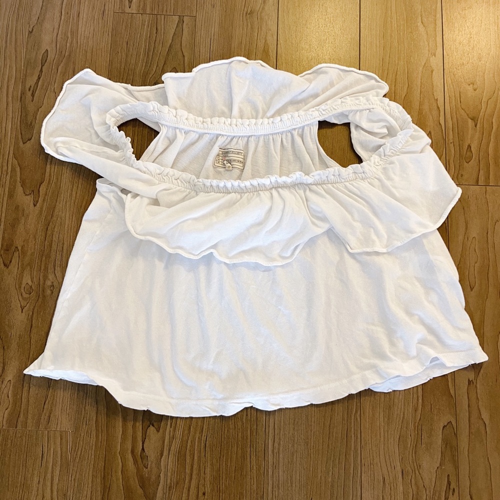 Current/Elliott White Ruffle Off-the-Shoulder Top